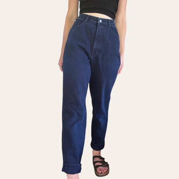 Vintage dark indigo blue mom jeans Gloria Vanderbilt 29/30/31 - Picture 4 of 8